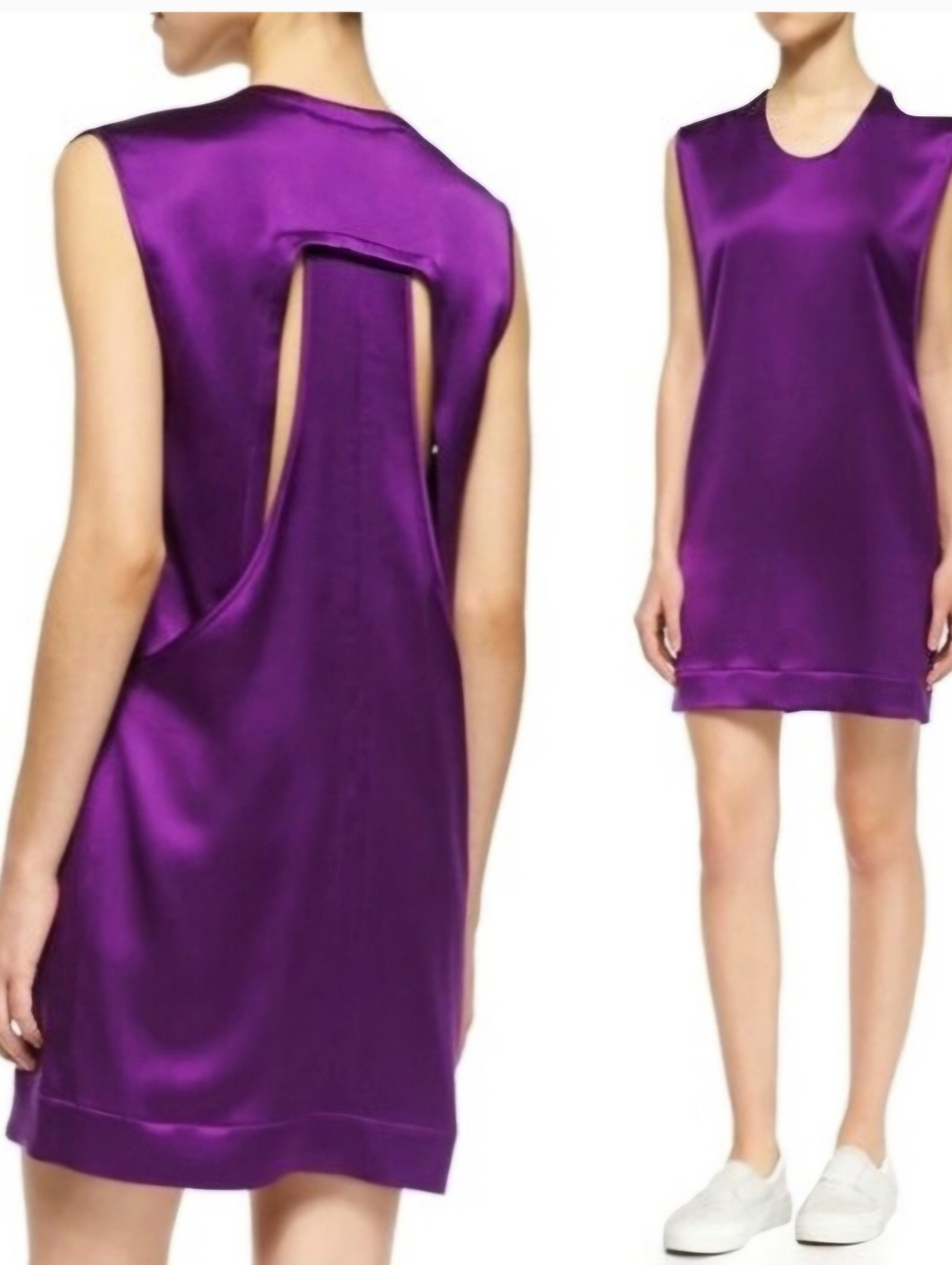 Helmut Lang Purple Satin Sleeveless Tunic